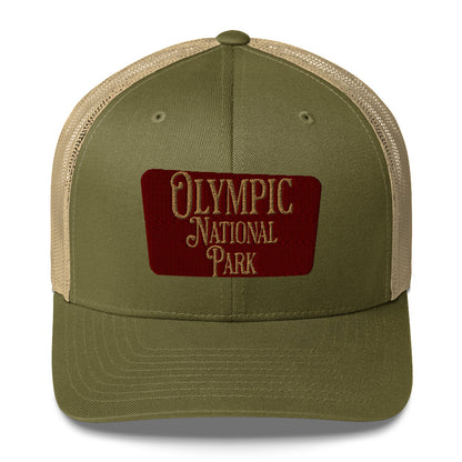 Olympic Embroidered National Park Trucker Hat hat Park Service Apparel Moss/ Khaki
