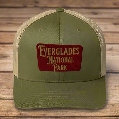 Everglades National Park Embroidered Trucker Hat hat Park Service Apparel Moss/ Khaki