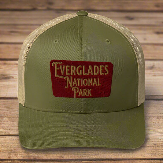 Everglades National Park Embroidered Trucker Hat hat Park Service Apparel Moss/ Khaki