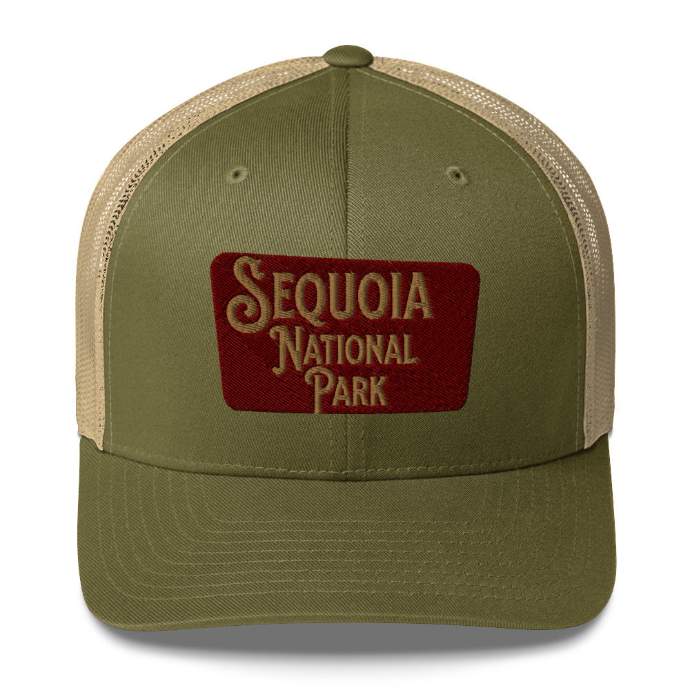 Sequoia Embroidered National Park Trucker Hat hat Park Service Apparel Moss/ Khaki