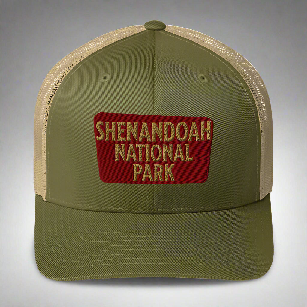 Shenandoah National Park Embroidered Trucker Hat hat Park Service Apparel Moss/ Khaki