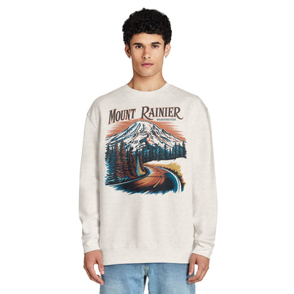 Road to Rainier crewneck sweatshirt shown in lifestyle or modeled setting