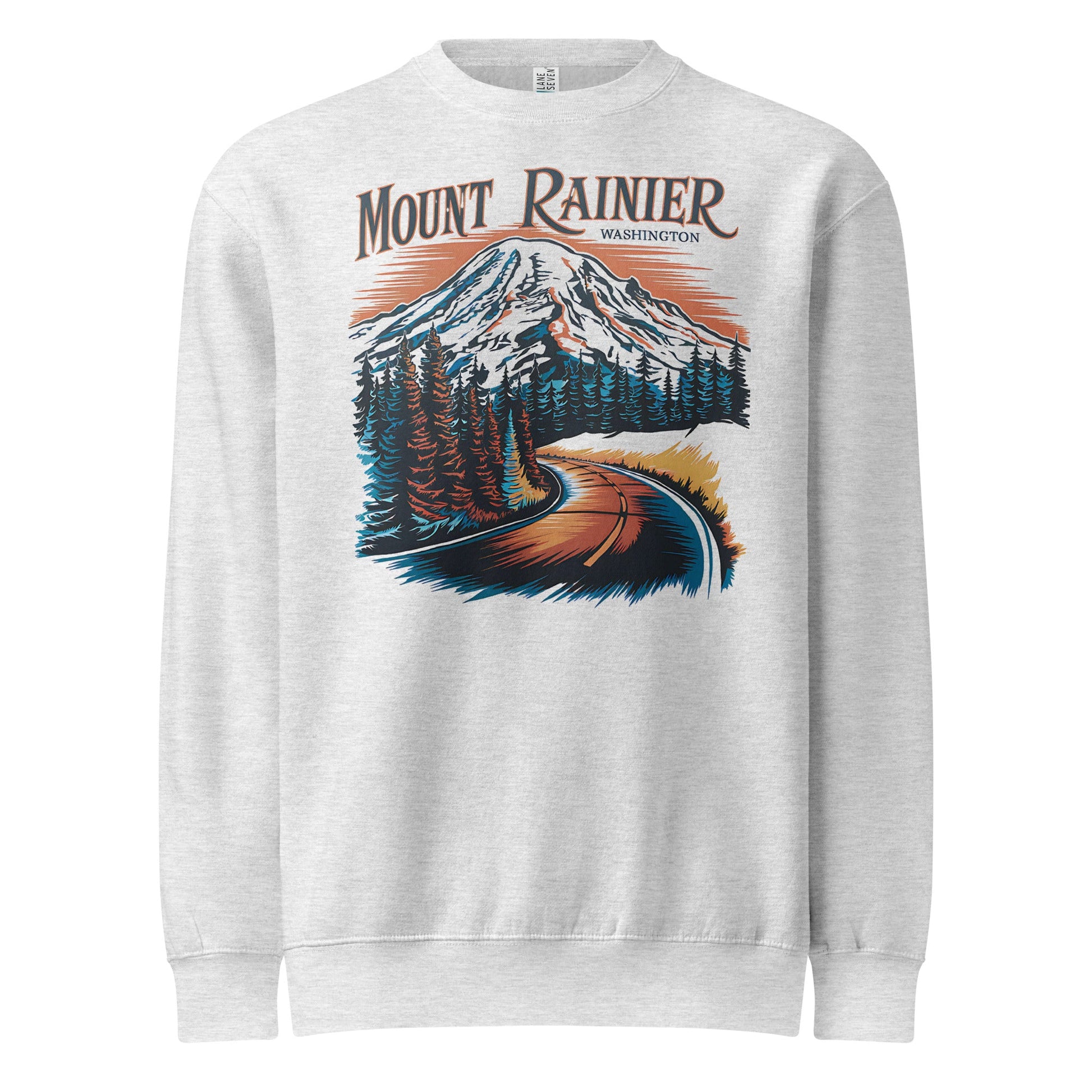 Road to Rainier crewneck sweatshirt shown in lifestyle or modeled setting