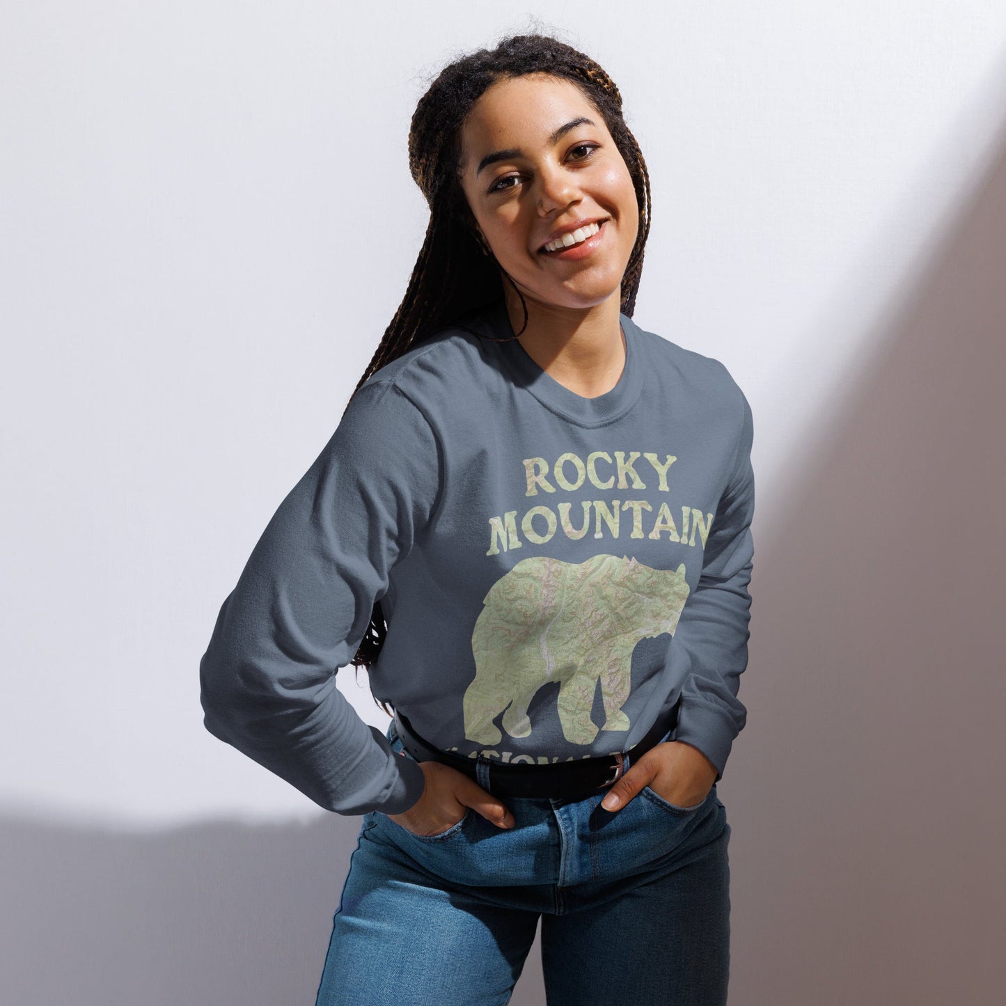 Rocky Mountain Bear Heavyweight Long Sleeve Topo Tee - Parks ApparelLong - sleeve