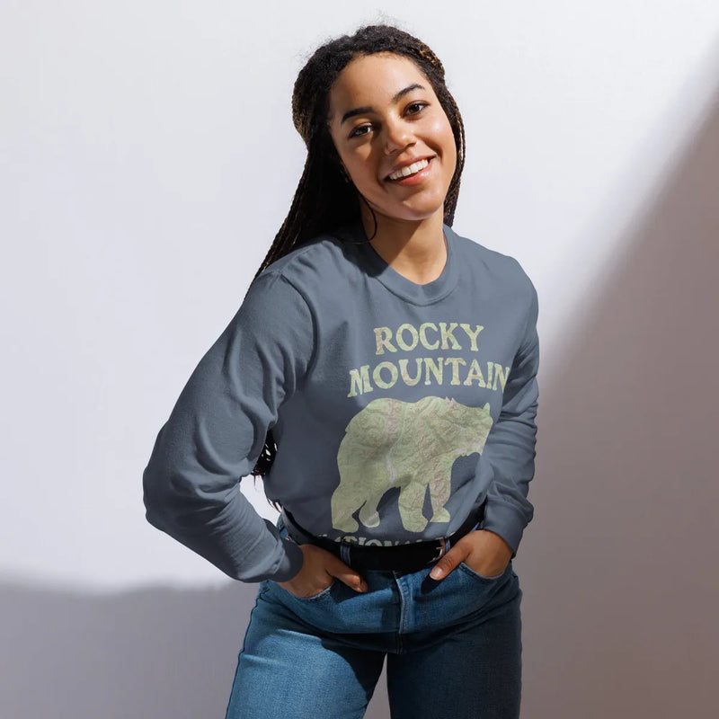 Rocky Mountain Bear Heavyweight Long Sleeve Topo Tee - Parks ApparelLong - sleeve