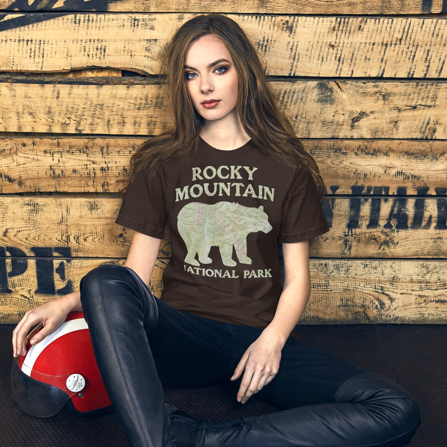 Rocky Mountain Bear national park topo t-shirt detail or alternate product view