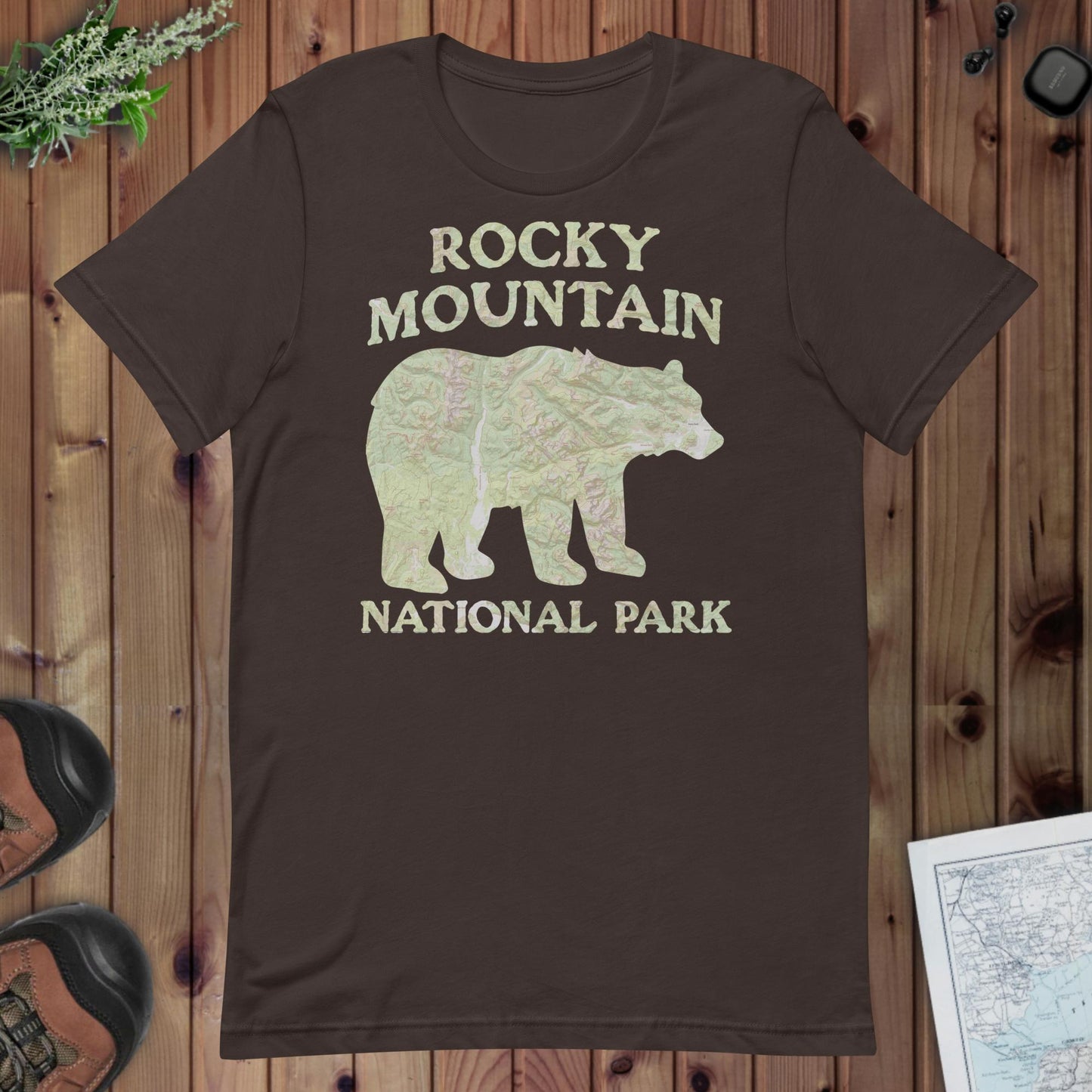 Rocky Mountain Bear national park topo t-shirt alternate apparel color or product angle