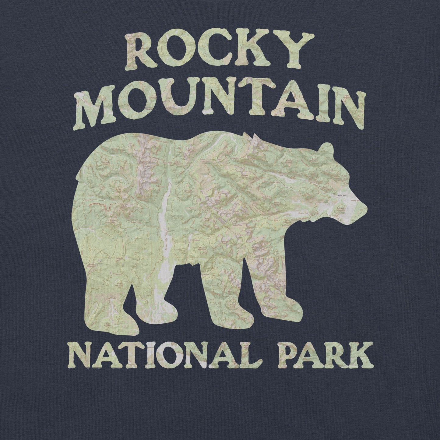 Rocky Mountain Bear national park topo t-shirt alternate apparel color or product angle