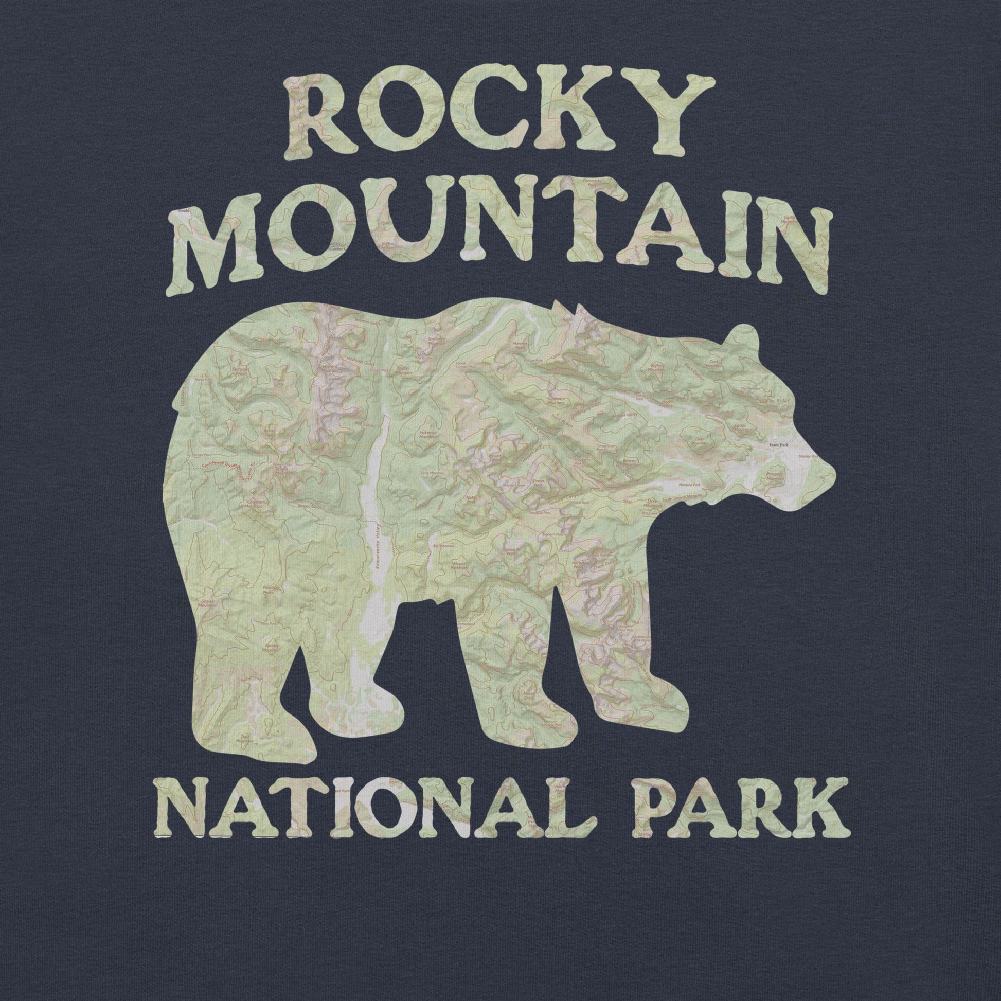 Rocky Mountain Bear national park topo t-shirt alternate apparel color or product angle