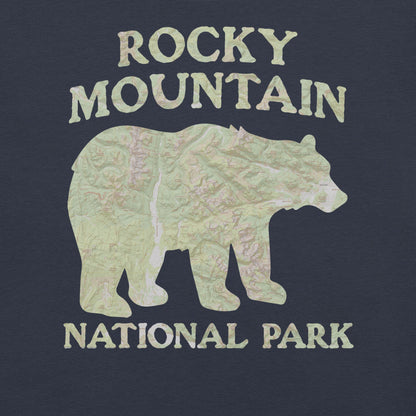 Rocky Mountain Bear national park topo t-shirt alternate apparel color or product angle