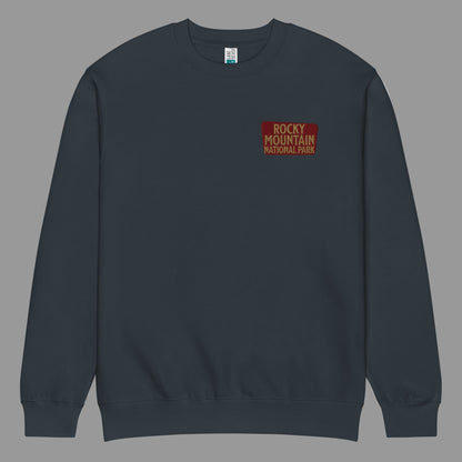 Rocky Mountain National Park crewneck sweatshirt shown in lifestyle or modeled setting