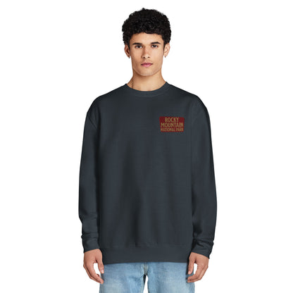 Rocky Mountain National Park crewneck sweatshirt shown in lifestyle or modeled setting