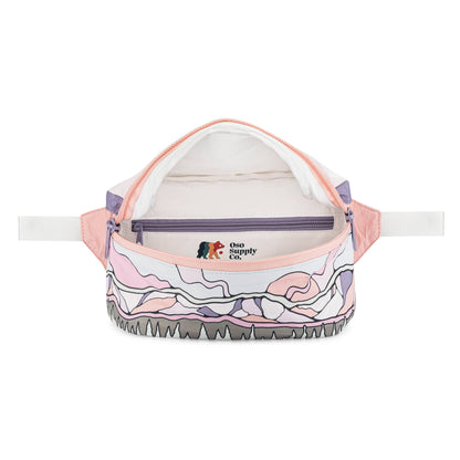 Rocky Mountain National Park graphic hip pack shown from alternate product angle