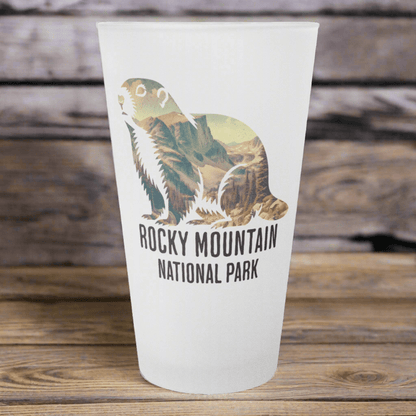 Rocky Mountain National Park Marmot Frosted Pint - Parks Apparelpint glass
