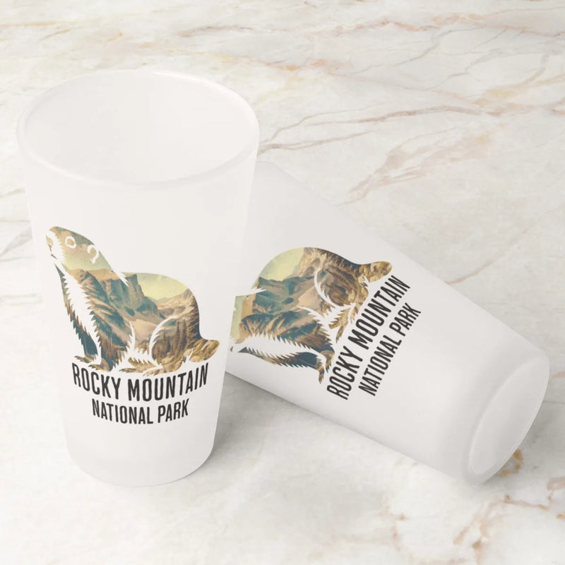Rocky Mountain National Park Marmot Frosted Pint - Parks Apparelpint glass