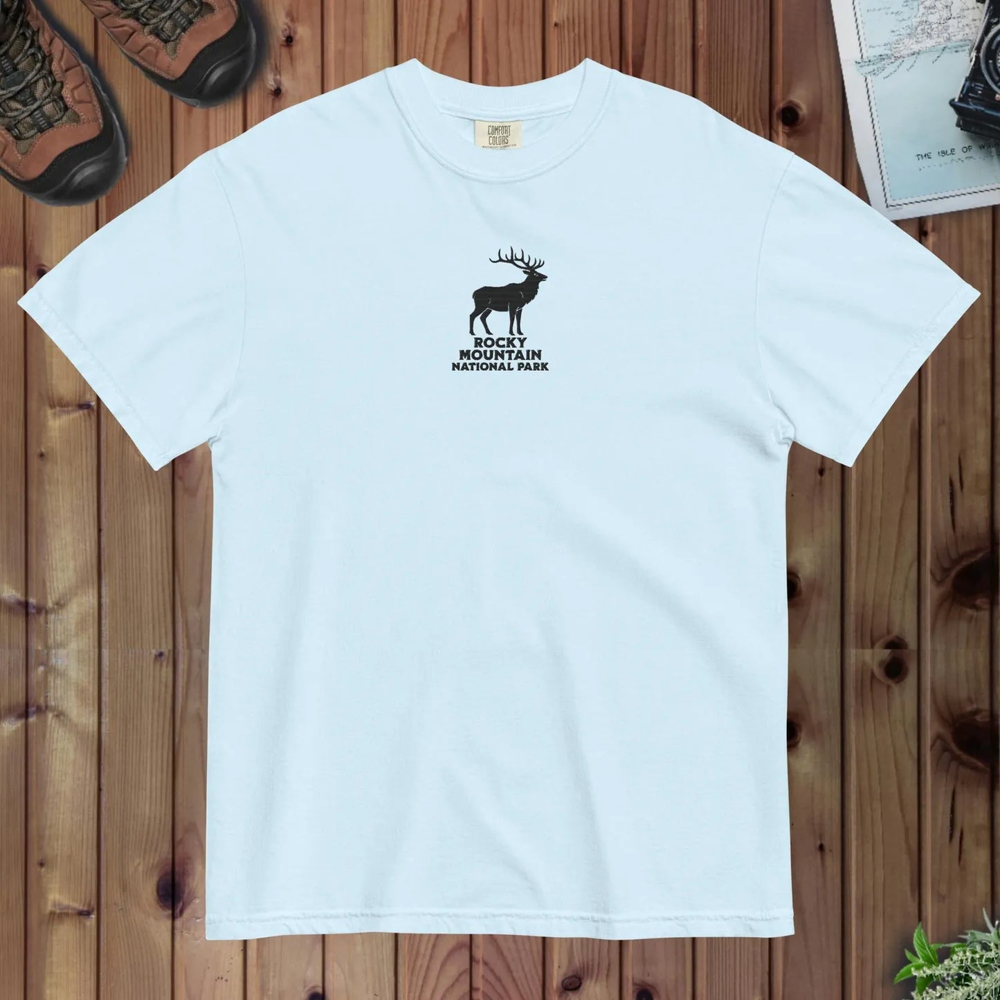 Rocky Mountain National Park premium embroidered t-shirt alternate apparel color or product angle