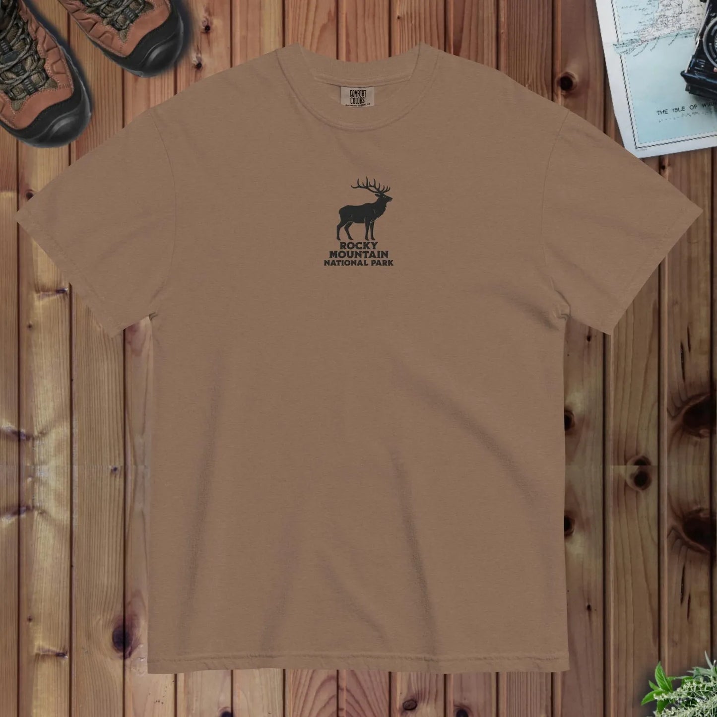 Rocky Mountain National Park premium embroidered t-shirt detail or alternate product view