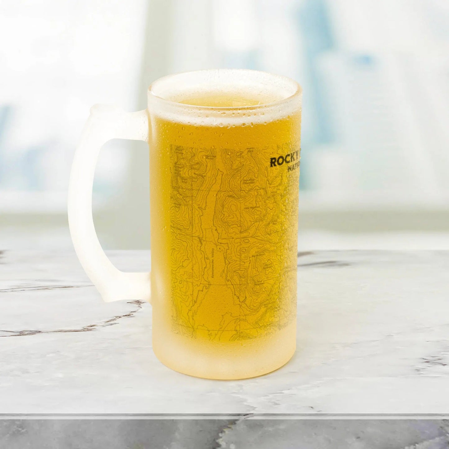Rocky Mountain National Park topographic pint mug showing design detail or product variation