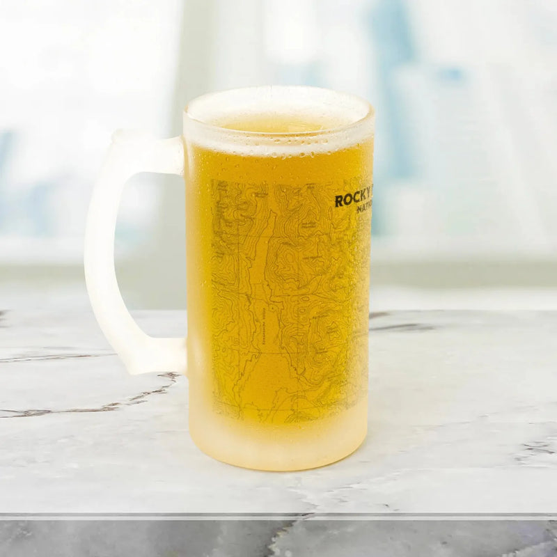 Rocky Mountain National Park topographic pint mug showing design detail or product variation