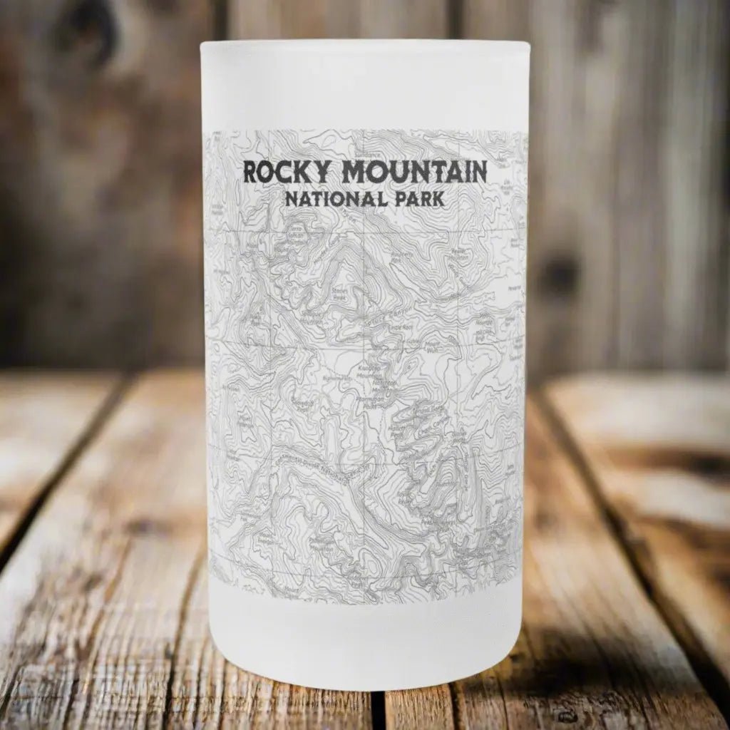 Rocky Mountain National Park topographic pint mug shown as primary product image