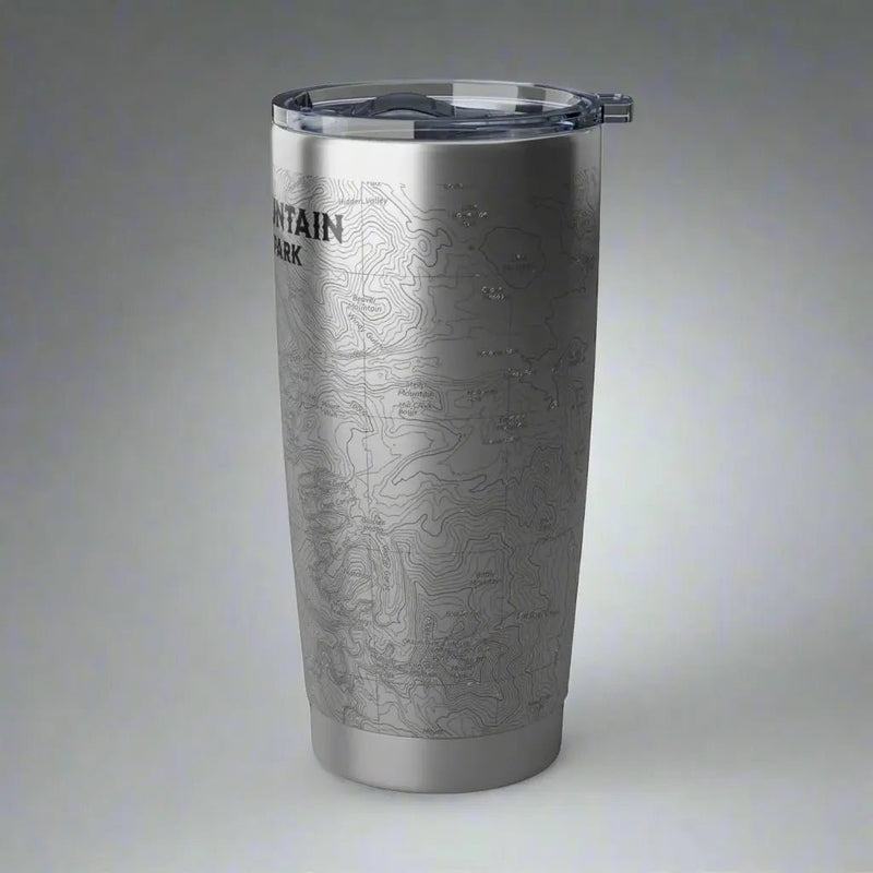 Rocky Mountain National Park topographic 20 oz tumbler with USGS map print showing design detail or product variation