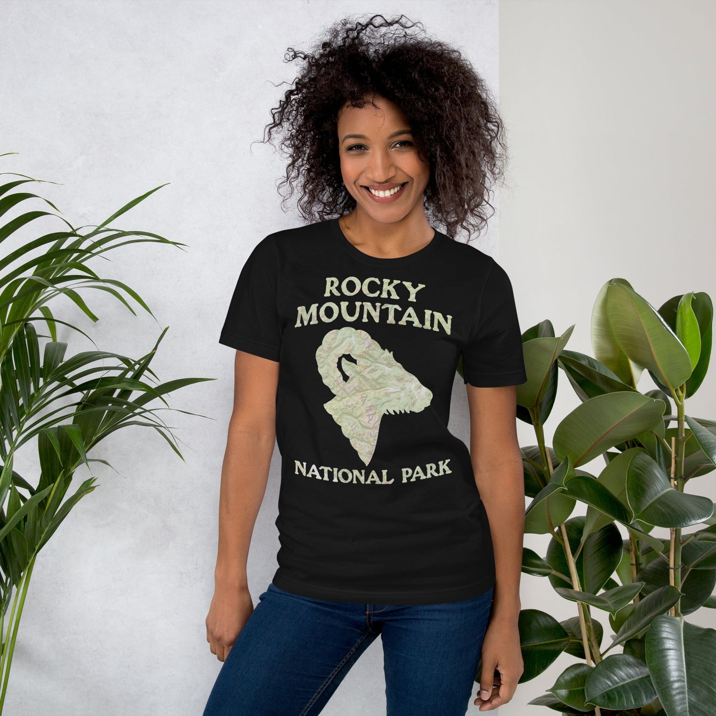 Rocky Mountain national park topo t-shirt detail or alternate product view