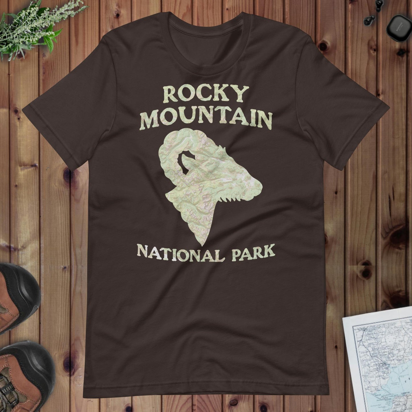 Rocky Mountain national park topo t-shirt alternate apparel color or product angle