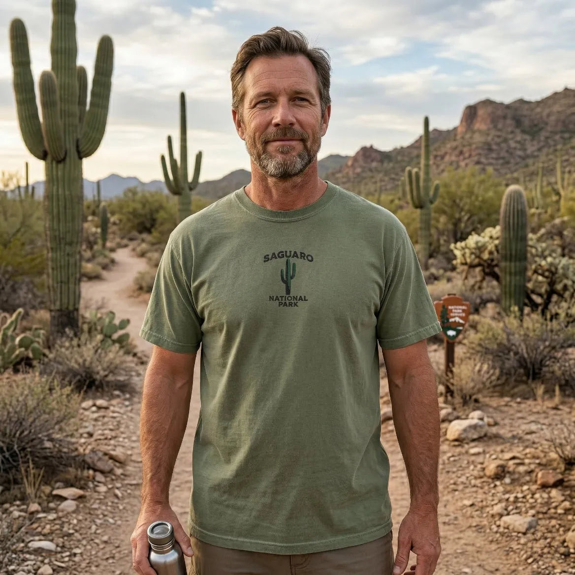Saguaro National Park premium embroidered t-shirt alternate apparel color or product angle
