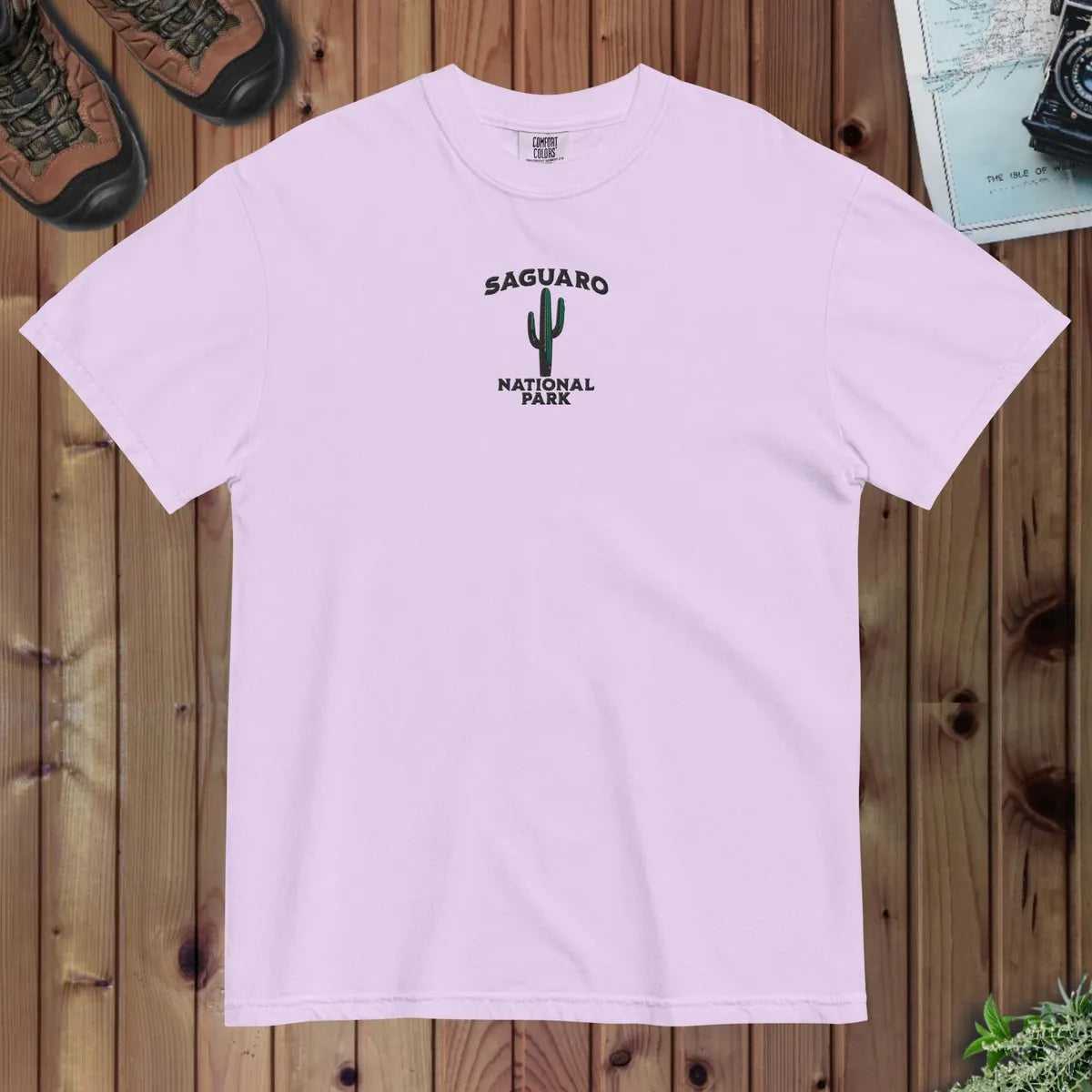 Saguaro National Park premium embroidered t-shirt shown in lifestyle or modeled setting