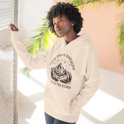 Seek The Mountains Find The Stars outdoor mountain fleece hoodie detail or alternate product view