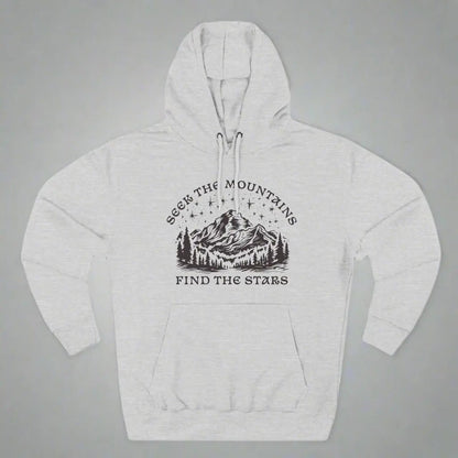 Seek The Mountains Find The Stars outdoor mountain fleece hoodie shown in alternate apparel color