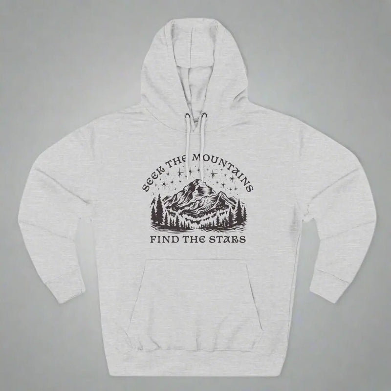 Seek The Mountains Find The Stars outdoor mountain fleece hoodie shown in alternate apparel color