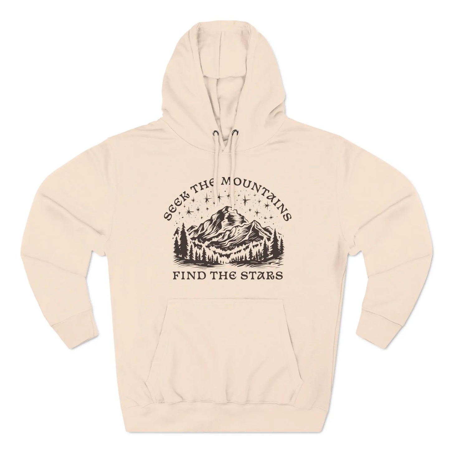 Seek The Mountains Find The Stars outdoor mountain fleece hoodie detail or alternate product view