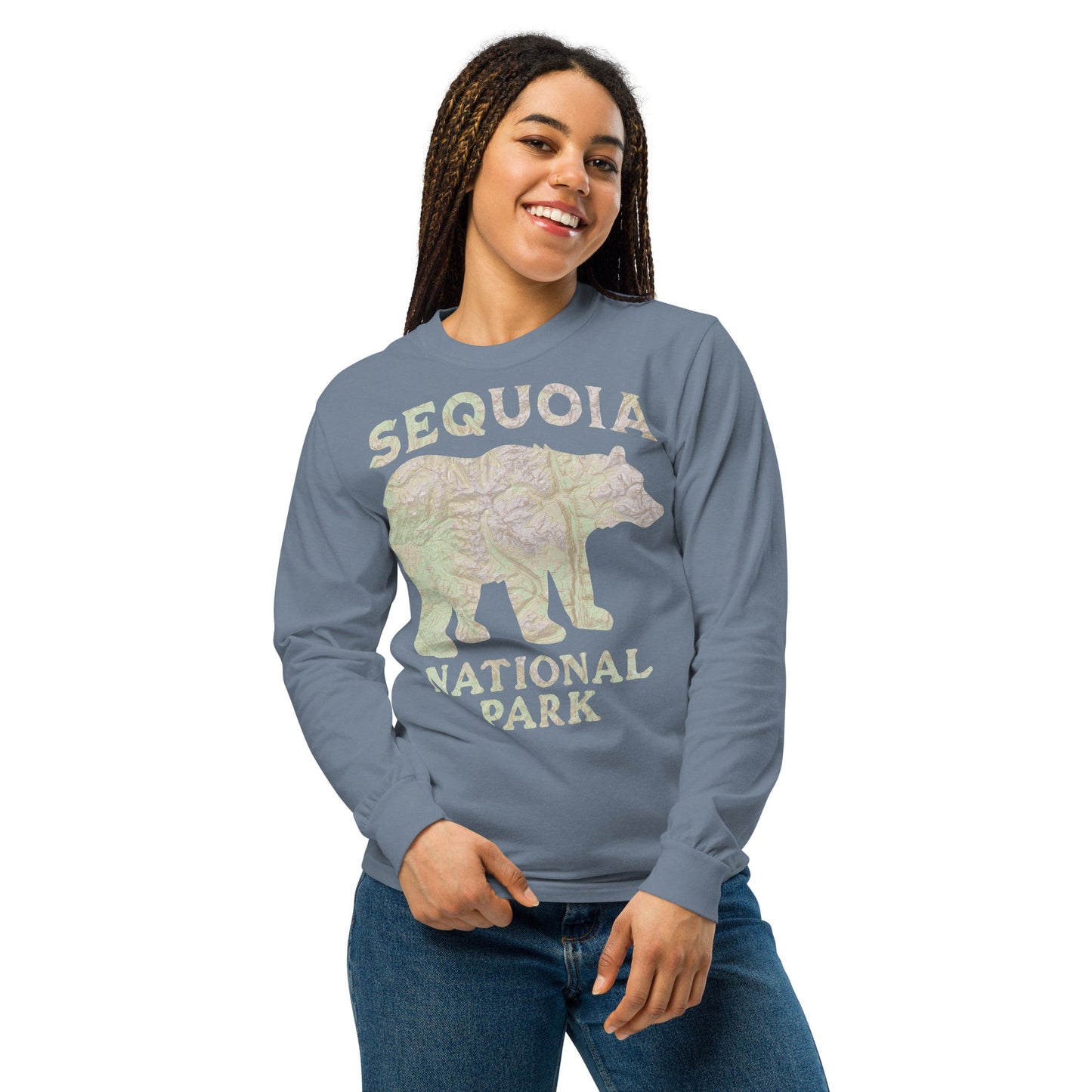 Sequoia Bear heavyweight long sleeve topo t-shirt shown in lifestyle or modeled setting