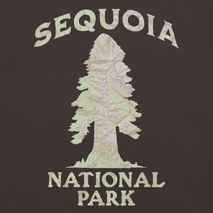 Sequoia Big Tree national park topo t-shirt shown in lifestyle or modeled setting