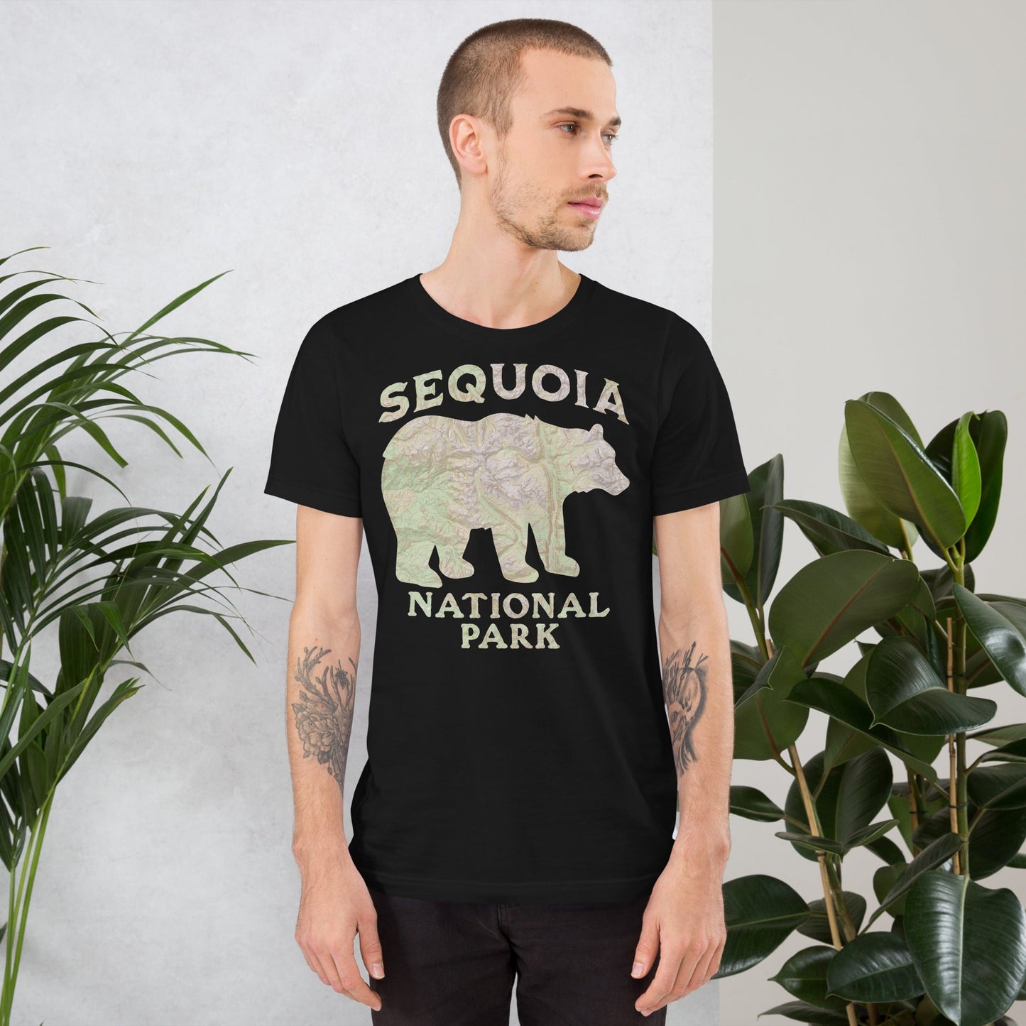 Sequoia Black Bear national park topo t-shirt detail or alternate product view