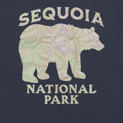 Sequoia Black Bear national park topo t-shirt shown in lifestyle or modeled setting