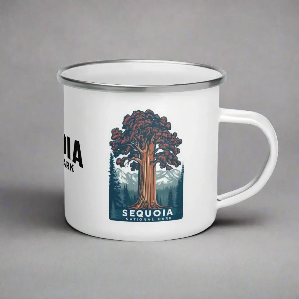 Sequoia National Park durable enamel camp mug shown from alternate product angle