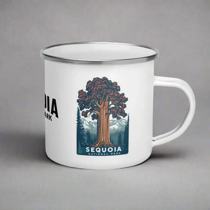 Sequoia National Park durable enamel camp mug shown from alternate product angle