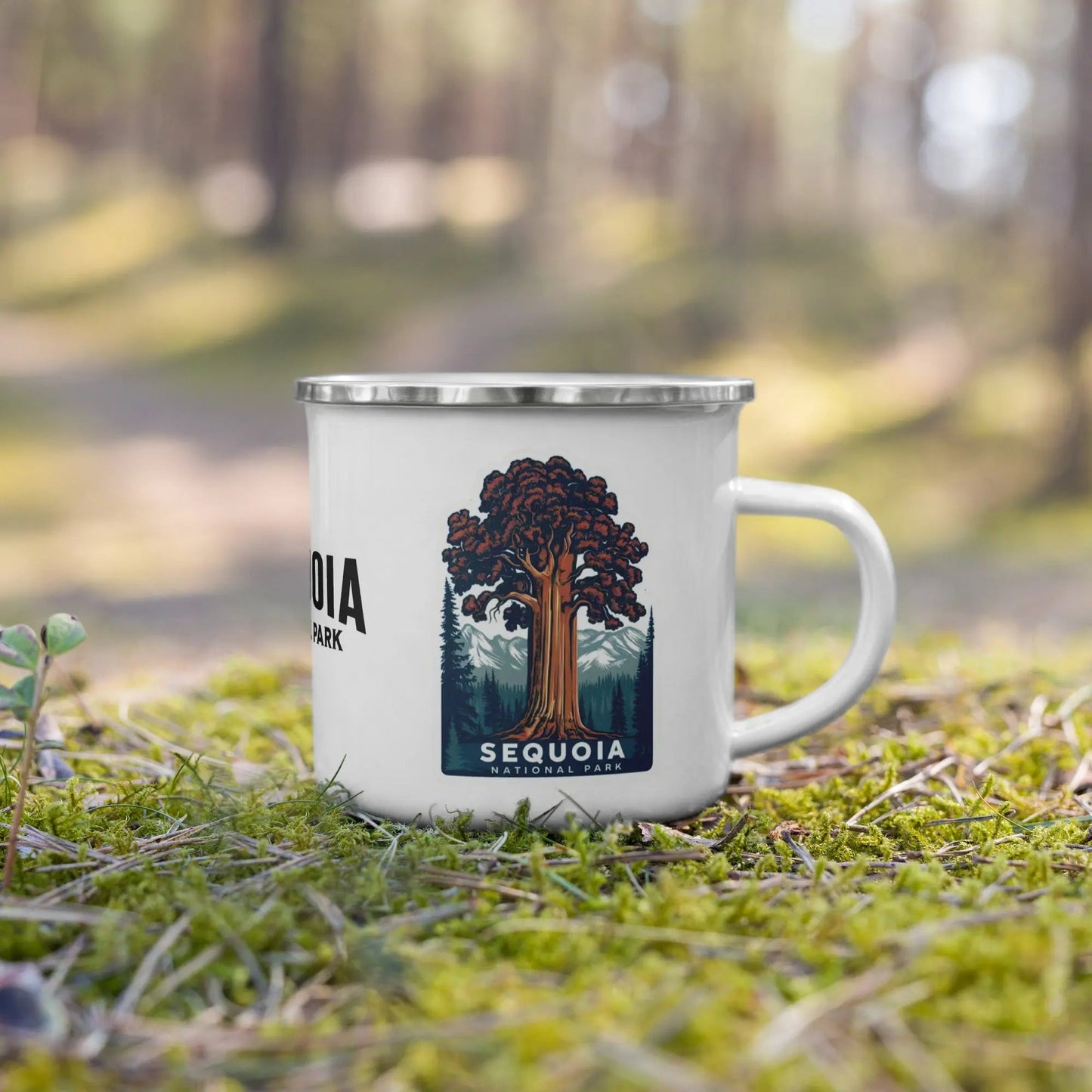 Sequoia National Park durable enamel camp mug showing design detail or product variation