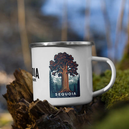 Sequoia National Park durable enamel camp mug shown from alternate product angle