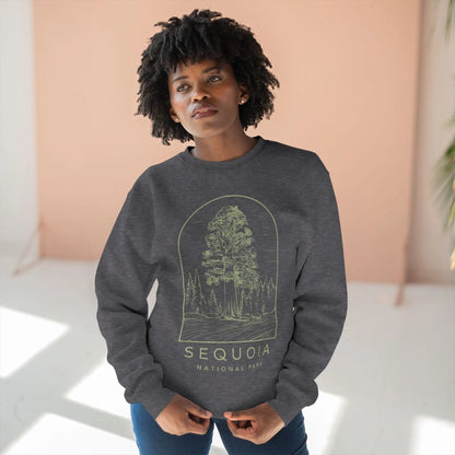 Sequoia National Park crewneck sweatshirt shown in alternate apparel color