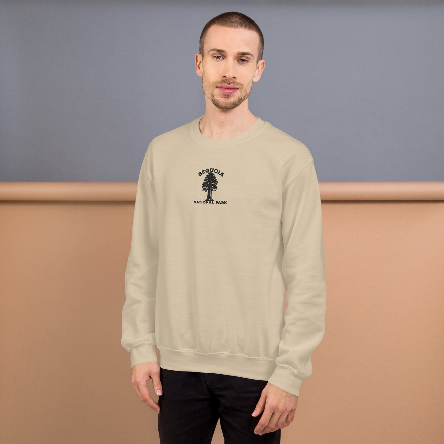 Sequoia National Park embroidered tree sweatshirt shown in lifestyle or modeled setting