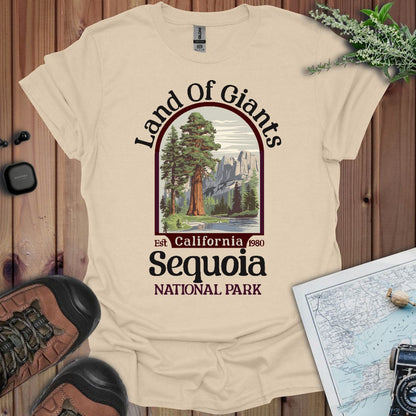 Sequoia National Park Land of Giants graphic t-shirt shown in lifestyle or modeled setting