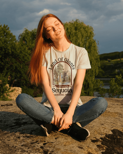 Sequoia National Park Land of Giants graphic t-shirt shown in lifestyle or modeled setting