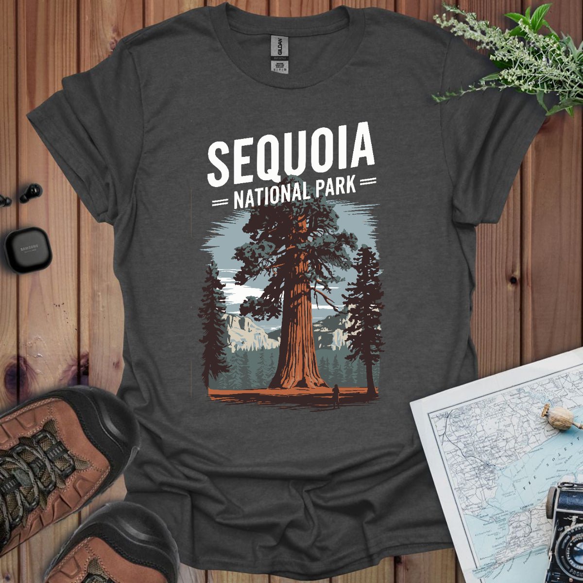Sequoia National Park graphic t-shirt shown in lifestyle or modeled setting