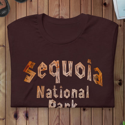 Sequoia National Park wood grain text t-shirt primary product view