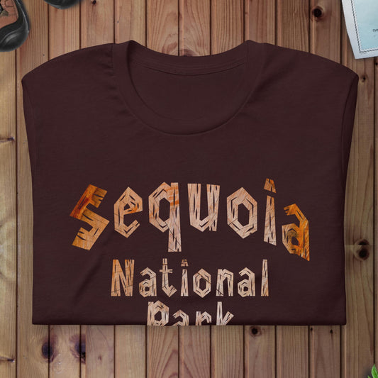 Sequoia National Park wood grain text t-shirt primary product view