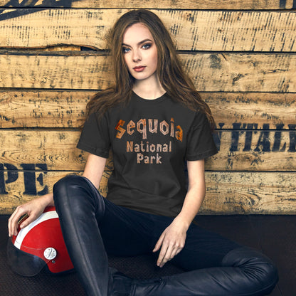 Sequoia National Park wood grain text t-shirt detail or alternate product view