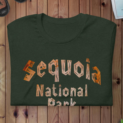 Sequoia National Park wood grain text t-shirt detail or alternate product view